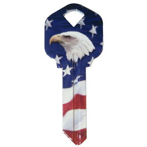 HILLMAN Wackey Flag & Eagle House/Office Universal Key Blank KW1 Single, Pack of 6