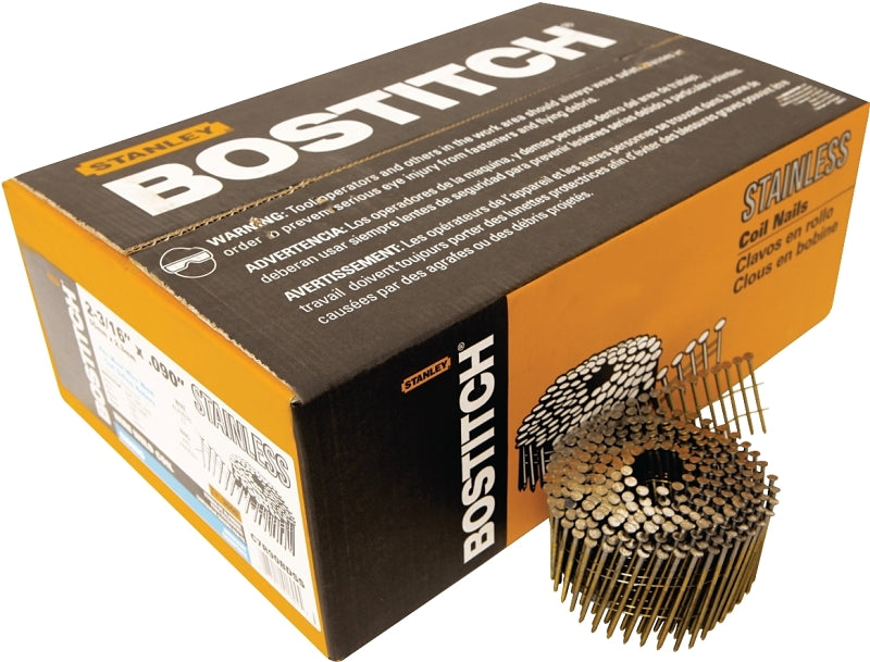 Bostitch C7R90BDSS Siding Nail, Wire Weld Collation, 2-3/16 in L, Stainless Steel, Ring Shank