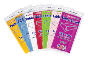 Diamond Visions Assorted Plastic Disposable Tablecloth 54 in. L X 108 in. W, Pack of 48