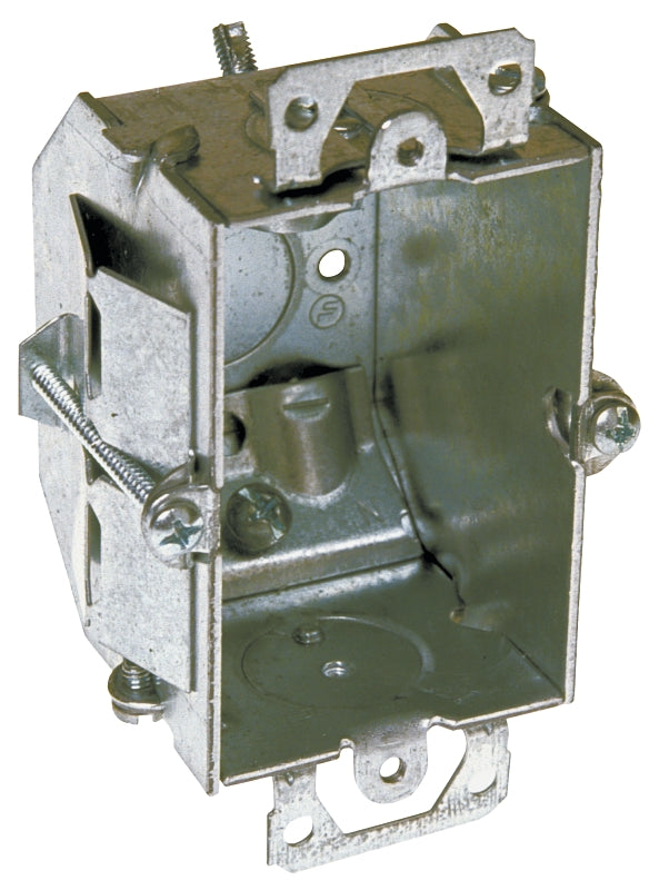 Raco GBV-OW Gangable Switch Box, 1-Gang, 1-Outlet, 1-Knockout, 1/2 in Knockout, Steel, Gray, Galvanized, Screw