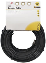 Zenith VG110006B RG6 Coaxial Cable, F-Type, F-Type, Black Sheath, 100 ft L