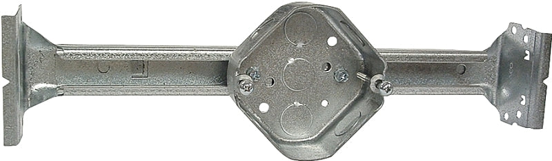 Raco 926 Ceiling Box, 4 in W, 1-1/2 in D, 4-1/4 in H, 1-Gang, 3-Knockout, Steel, Silver