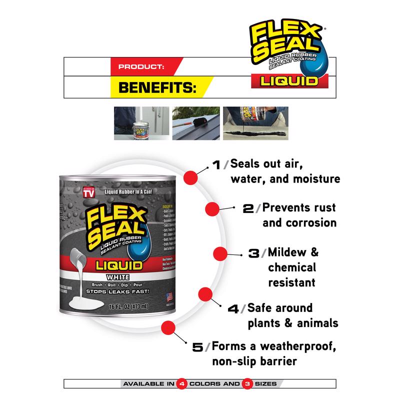 Flex Seal Family of Products Flex Seal Clear Liquid Rubber Sealant Coating 16 fl. oz., Pack of 6