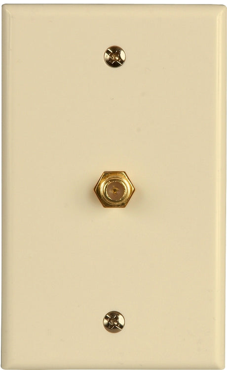 Zenith VW1001WJ1A Coaxial Cable Wall Jack, 4-1/2 in L, 2-3/4 in W, Almond