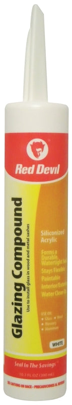 Red Devil 0666 Glazing Compound, Paste, Mild Acrylic, White, 10.1 oz Cartridge, Pack of 12