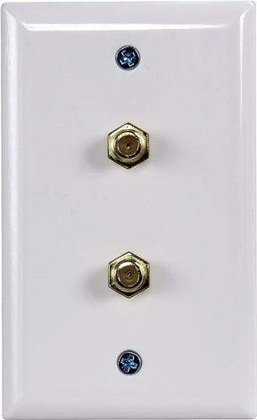 Zenith VW1001WJ2W Dual Coaxial Cable Wall Jack, 4-1/2 in L, 2-3/4 in W, White