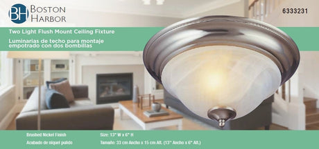 Boston Harbor BRT-ATE1012-SC3L Ceiling Light Fixture, 0.5 A, 120 V, 60 W, 2-Lamp, CFL Lamp, Metal Fixture