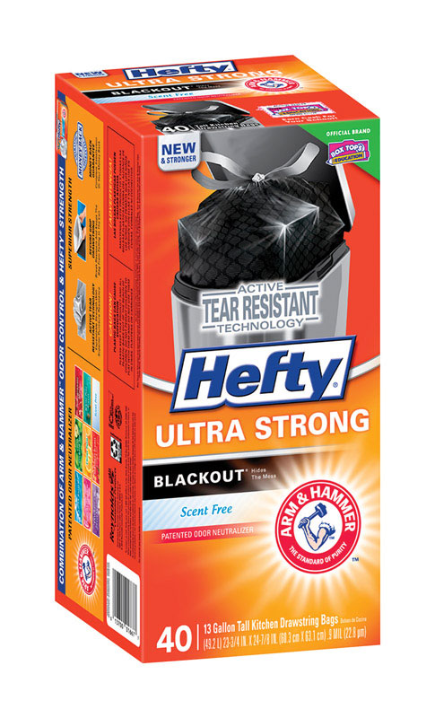 Hefty Ultra Strong 13 gal No Scent Kitchen Trash Bags Drawstring 40 pk, Pack of 6