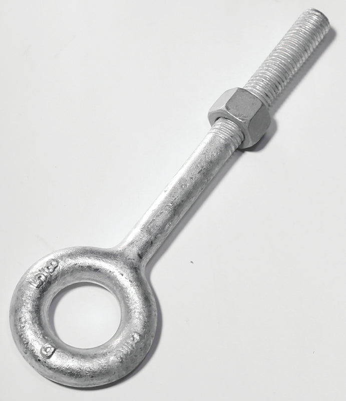 Baron 24-3/8X6 Eye Bolt, 3/8 in Thread, 2-1/2 in L Thread, 3/4 in ID x 1-1/2 in OD Dia Eye, 6 in L Shank