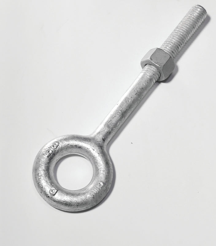 Baron 24-5/8X6 Eye Bolt, 5/8 in Thread, 3 in L Thread, 1-1/4 in ID x 2-1/2 in OD Dia Eye, 6 in L Shank, Galvanized Steel