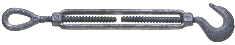 Baron 16-3/4X9 Turnbuckle, 3000 lb Working Load, 3/4 in Thread, Hook, Eye, 9 in L Take-Up, Galvanized Steel