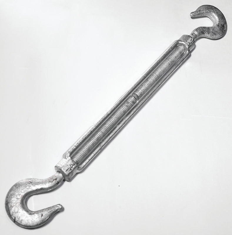 Baron 17-1/2X9 Turnbuckle, 1500 lb Working Load, 1/2 in Thread, Hook, Hook, 9 in L Take-Up, Galvanized Steel