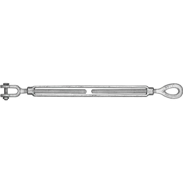 Baron 18-5/8X6 Turnbuckle, 3500 lb Working Load, 5/8 in Thread, Jaw, Eye, 6 in L Take-Up, Galvanized Steel