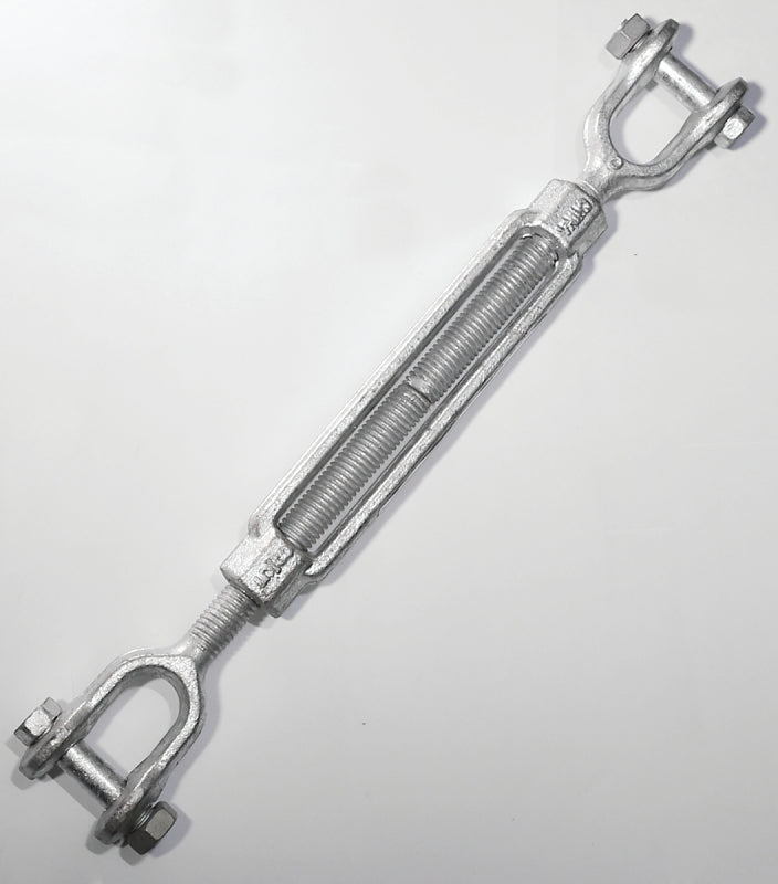 Baron 19-3/8X6 Turnbuckle, 1200 lb Working Load, 3/8 in Thread, Jaw, Jaw, 6 in L Take-Up, Galvanized Steel