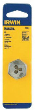 Irwin Hanson 9324 Machine Screw Die, #8-32 Thread, UNC Thread, Right Hand Thread, HCS