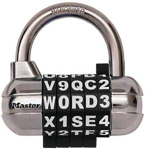Master Lock 1534D Padlock, Resettable Combination Key, 1/4 in Dia Shackle, 1-1/8 in H Shackle, Steel Shackle, Metal Body