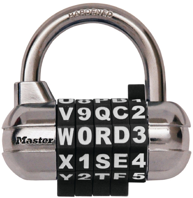 Master Lock 1534D Padlock, Resettable Combination Key, 1/4 in Dia Shackle, 1-1/8 in H Shackle, Steel Shackle, Metal Body