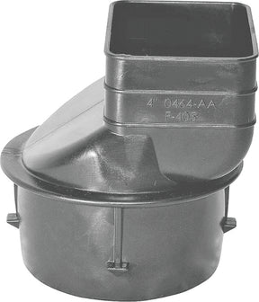 ADS 0465AA Single Wall Downspout Adapter, 4 x 4-1/4 x 3 in Connection, Pipe End, Polyethylene, Black