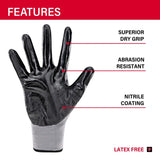 Ace Men's Indoor/Outdoor Coated Work Gloves Black/Gray L 1 pair