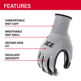 Ace Men's Indoor/Outdoor Coated Work Gloves Black/Gray L 1 pair