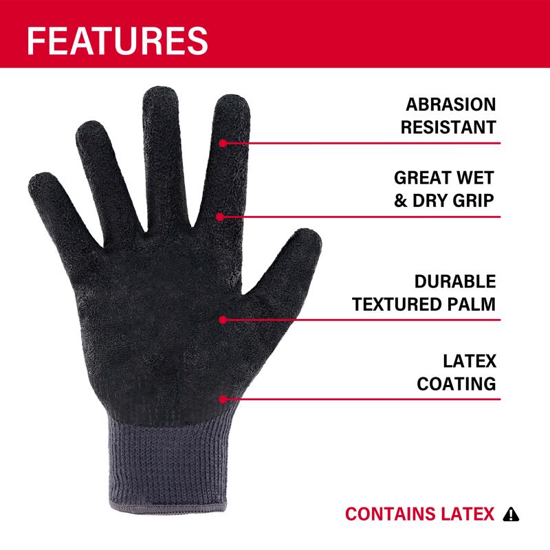 Ace Men's Indoor/Outdoor Coated Work Gloves Black/Gray L 1 pair