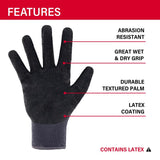 Ace Men's Indoor/Outdoor Coated Work Gloves Black/Gray L 1 pair