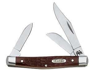 Case XX 00106 Folding Pocket Knife, 2.42 in Clip, 1.57 in Pen, 1.58 in Sheep Foot L Blade, 3-Blade, Jigged Handle