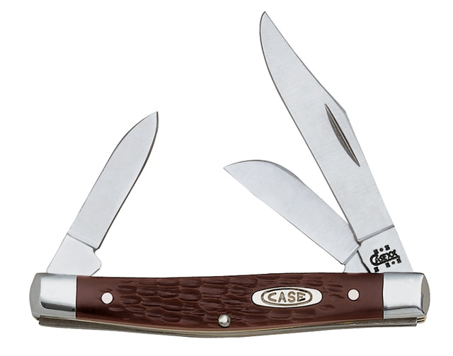 Case XX 00106 Folding Pocket Knife, 2.42 in Clip, 1.57 in Pen, 1.58 in Sheep Foot L Blade, 3-Blade, Jigged Handle