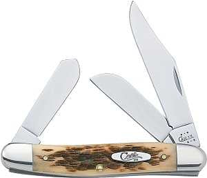 Case XX 00128 Folding Pocket Knife, 2.92 in Clip, 2.15 in Sheep Foot, 1.9 in Spey L Blade, Stainless Steel Blade