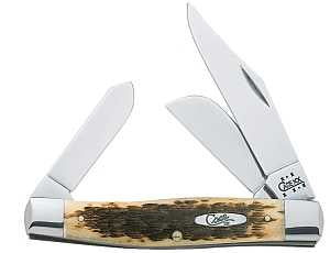 Case XX 00204 Folding Pocket Knife, 3.3 in Clip, 2.3 in Sheep Foot, 2.2 in Spey L Blade, Chrome Vanadium Steel Blade