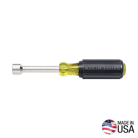 Klein Tools 630-1/4 Nut Driver, 1/4 in Drive, 6-3/4 in OAL, Cushion-Grip Handle, Black/Yellow Handle, 3 in L Shank