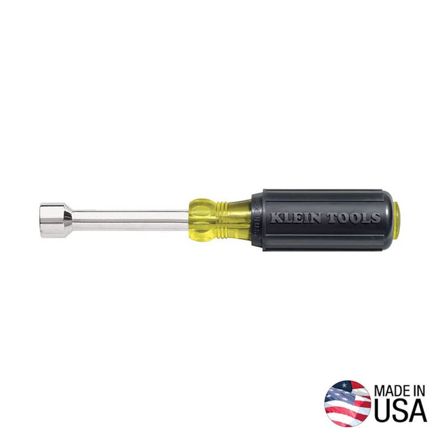 Klein Tools 630-5/16 Nut Driver, 5/16 in Drive, 6-3/4 in OAL, Cushion-Grip Handle, Black/Yellow Handle, 3 in L Shank
