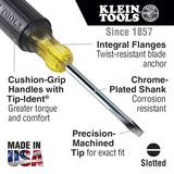 Klein Tools 602-4 Screwdriver, 1/4 in Drive, Keystone Drive, 8-11/32 in OAL, 4 in L Shank, Acetate Handle