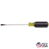 Klein Tools 605-6 Screwdriver, 1/4 in Drive, Cabinet Drive, 10-11/32 in OAL, 6 in L Shank, Rubber Handle