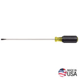 Klein Tools 601-8 Screwdriver, 3/16 in Drive, Cabinet Drive, 11-3/4 in OAL, 8 in L Shank, Rubber Handle
