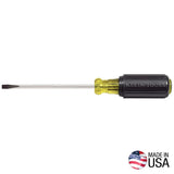 Klein Tools 601-4 Screwdriver, 3/16 in Drive, Cabinet Drive, 7-3/4 in OAL, 4 in L Shank, Rubber Handle