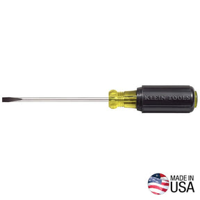 Klein Tools 601-4 Screwdriver, 3/16 in Drive, Cabinet Drive, 7-3/4 in OAL, 4 in L Shank, Rubber Handle