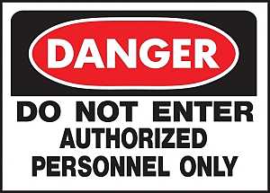 Hy-Ko 509 Danger Sign, Rectangular, DO NOT ENTER AUTHORIZED PERSONNEL ONLY, Black Legend, White Background, Polyethylene, Pack of 5