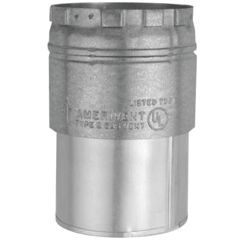 AmeriVent 3EDC Draft Hood Connector, 3 in Dia, 6 in OAL, Snap-Lock, Steel