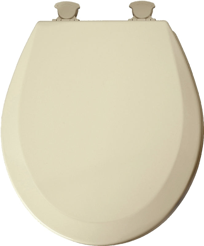 Mayfair 6381842 Toilet Seat, Round, Wood, Bone/Enamel, Twist Hinge