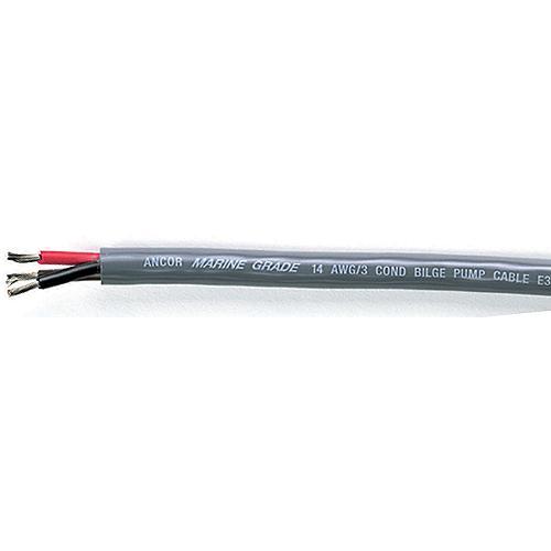 Ancor 156610 Marine Grade Tinned Copper Round Bilge Pump Cable, Black/Brown/Red Conductors, 16/3 AWG, 100', Grey