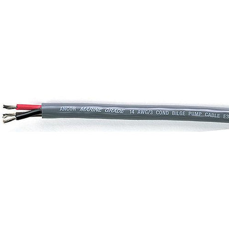 Ancor 156410 Marine Grade Tinned Copper Round Bilge Pump Cable, Black/Brown/Red Conductors, 14/3 AWG, 100', Grey