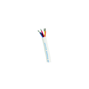 Ancor 158010 Marine Grade Tinned Copper White Flat Signal Cable, 20/8 AWG, 100', BK/RD/GN/BL/BN/OR/VI/YL