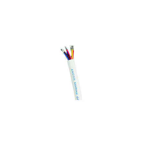 Ancor 158010 Marine Grade Tinned Copper White Flat Signal Cable, 20/8 AWG, 100', BK/RD/GN/BL/BN/OR/VI/YL