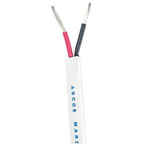 Ancor 122010 Marine Grade Tinned Copper White Flat Signal Cable, 20/2 AWG, 100', Black/Red