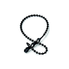 Reusable Beaded Cable, Ties, 8″ Black, 15/pk