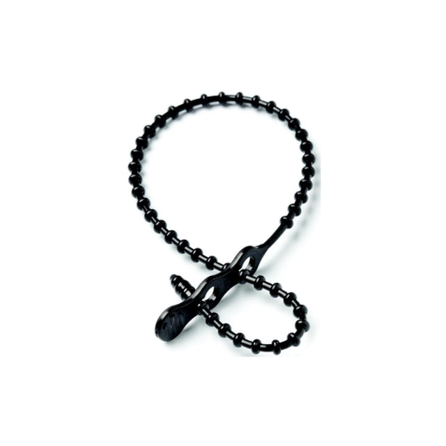 Reusable Beaded Cable, Ties, 8″ Black, 15/pk
