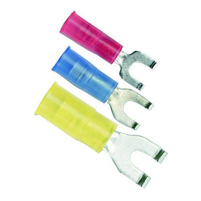 Ancor 210302 Marine Grade Nylon Spade Terminal, #8 Fastener, 22-18 Wire, Red, 25/Pk, Pack of 20