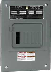 Square D QO QO612L100FCP Load Center, 100 A, 6-Space, 12-Circuit, Main Lug, NEMA 1 Enclosure, Plug, Gray