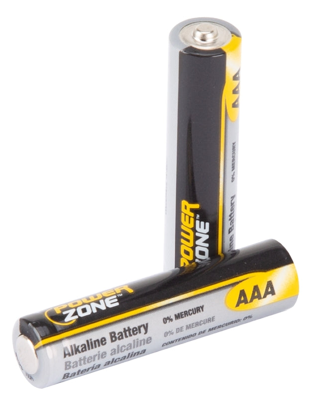 PowerZone LR03-8P-DB Battery, 1.5 V Battery, AAA Battery, Zinc, Manganese Dioxide, and Potassium Hydroxide, Pack of 12